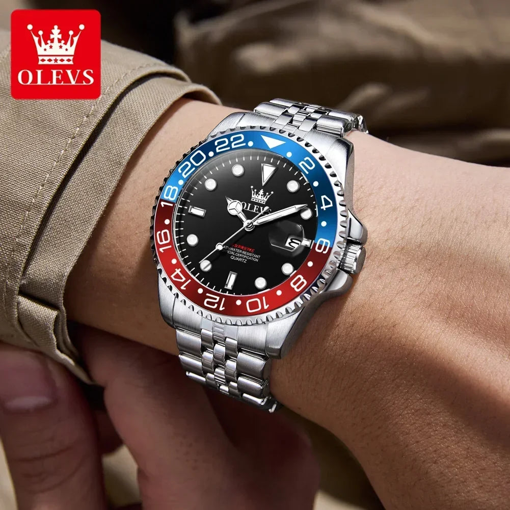 OLEVS 5657 New Mens Watch Original Stainless Steel Date Quartz Watch 30 M Waterproof Luminous Sports Man For Watches Gifts Reloj