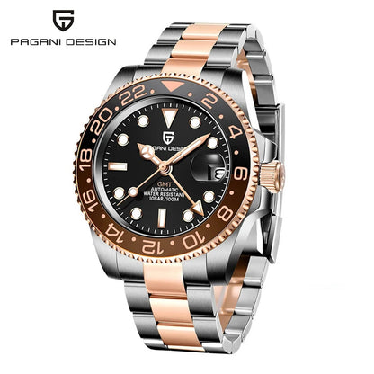 Montre automatique PAGANI DESIGN GMT 1662, montre-bracelet pour homme de 40 mm, étanche jusqu'à 100 m, montres-bracelets mécaniques pour homme Cloc