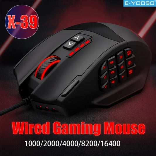 E-YOOSO RGB Wired Gaming Mouse 16400 DPI Ergonomic Gaming Mouse with Programmable Macro, Optical RGB Gaming Mouse for PC, Laptop & Office