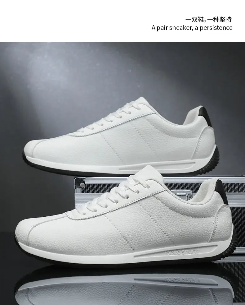 Zapatillas deportivas de cuero PU para tiempo libre, running, verano, moda, antideslizantes, montañismo, tenis, tendencia, superventas, para hombre, blancas, planas