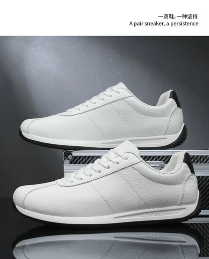 Zapatillas deportivas de cuero PU para tiempo libre, running, verano, moda, antideslizantes, montañismo, tenis, tendencia, superventas, para hombre, blancas, planas