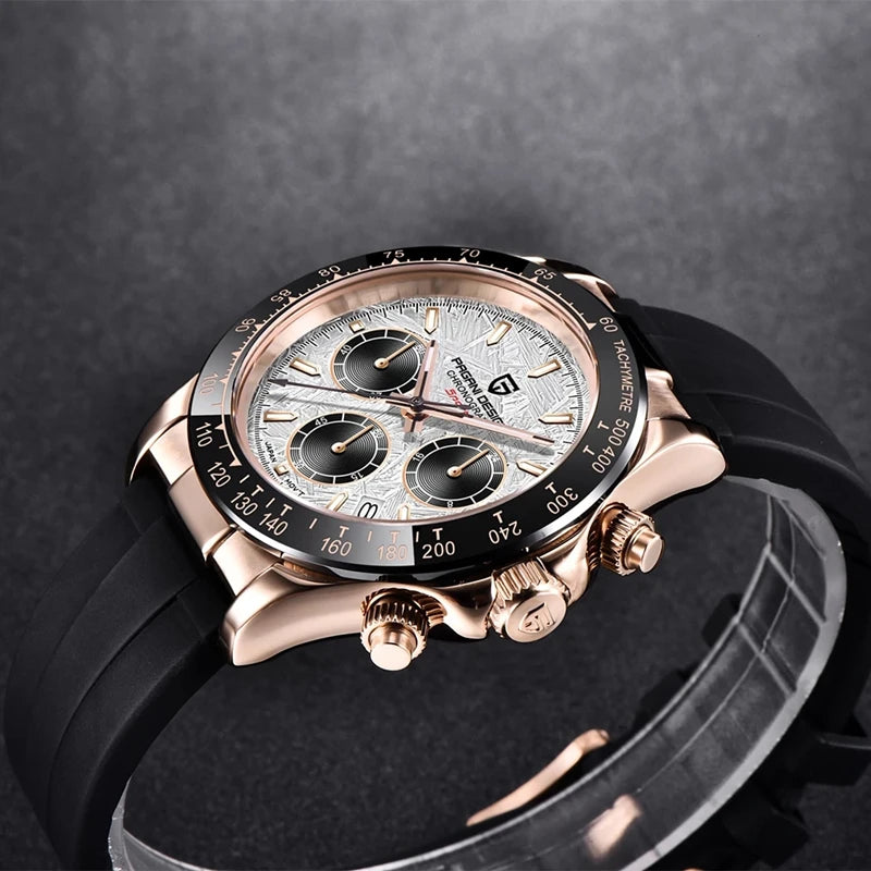 PAGANI DESIGN V2 40MM Relógio masculino de quartzo com mostrador meteorito, safira, cronógrafo retro, impermeável para homem