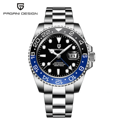 Montre automatique PAGANI DESIGN GMT 1662, montre-bracelet pour homme de 40 mm, étanche jusqu'à 100 m, montres-bracelets mécaniques pour homme Cloc