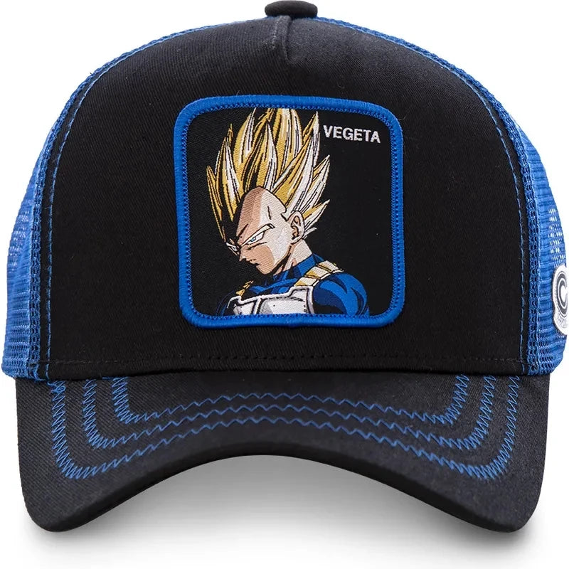 Dragon Ball Son Goku-Kappe, Sommer-Reisekappe mit Schirm, Herren-Kappe mit Stickerei, im Hip-Hop-Stil, Sonnenvisier, verstellbare Trucker-Kappe aus Netzstoff