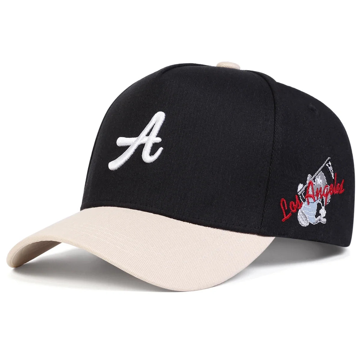 Casquettes de baseball unisexes avec broderie « A Letter Side Los Angeles » – Printemps-automne – Chapeaux décontractés ajustables pour l'extérieur – Chapeau anti-UV – Casquette de sport
