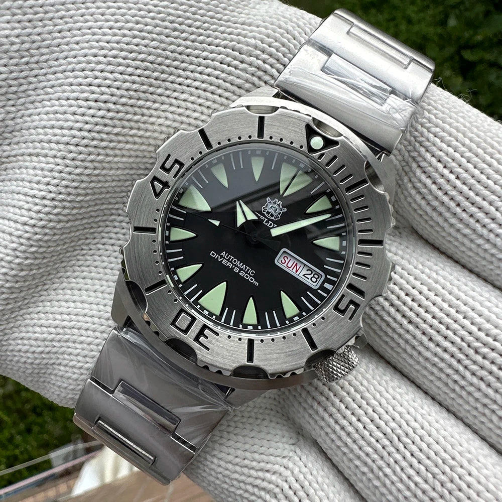 STEELDIVE SD1984 Monster Steel Strap Mechanical Watch NH36 Movt Sapphire Crystal 200M Waterproof Swiss Super Luminous Wristwatch