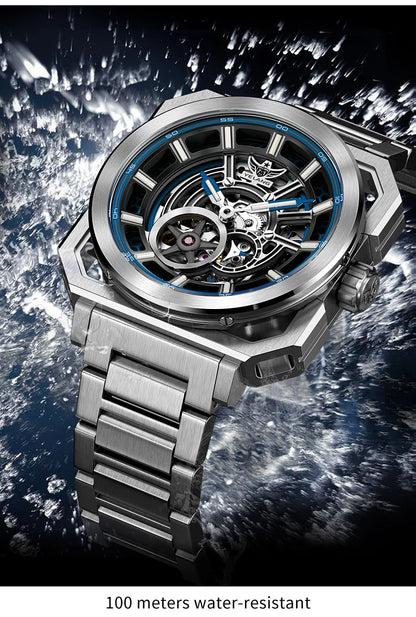 Yelang V1216 Men Watch Luxury Brand Watch 42mm Hollow Dial Japan MIYOTA 8N40 Automatic Movement 100M Waterproof Watch Luminous