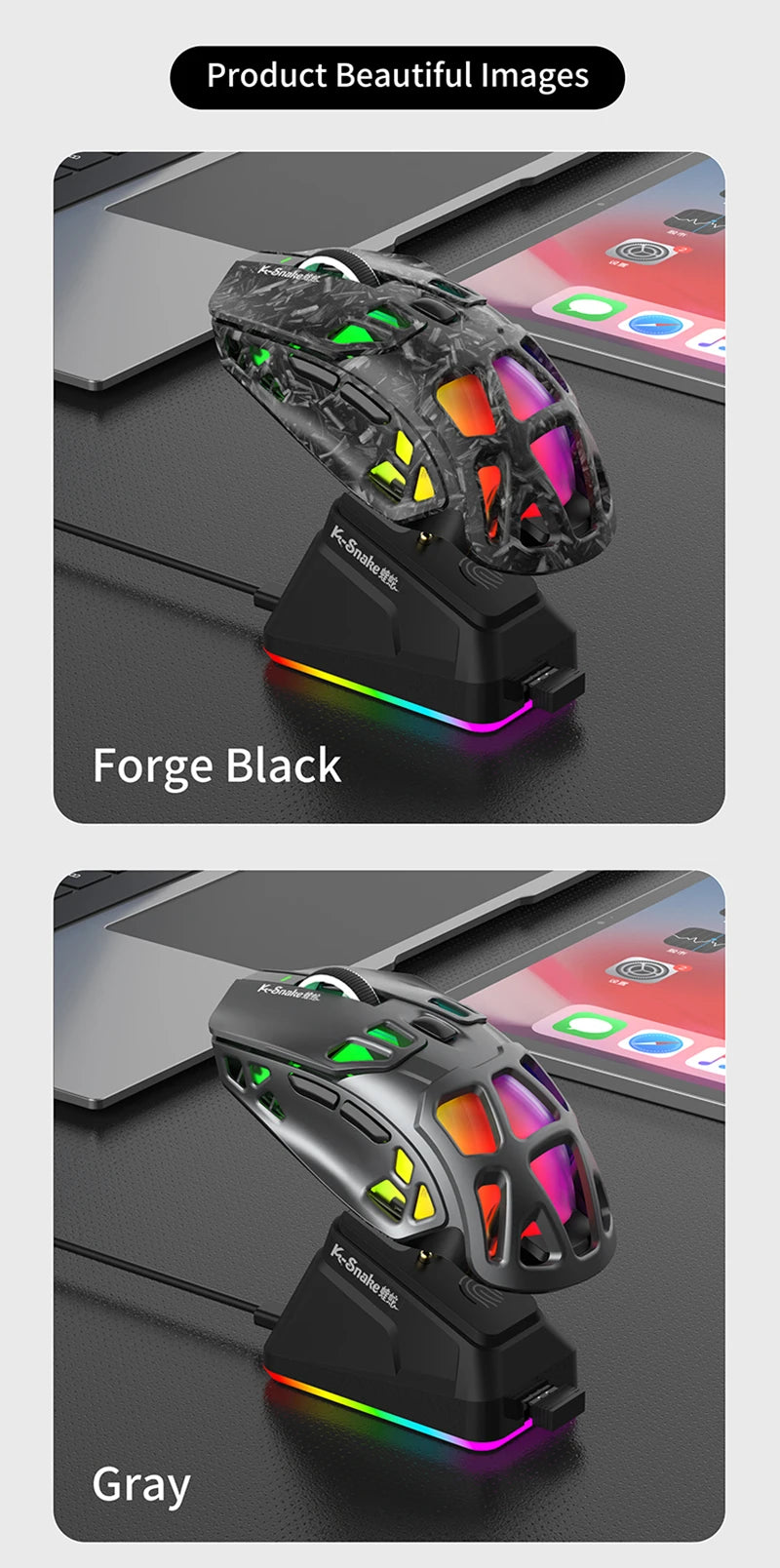 Lenovo Tri-Mode Lightweight Gaming Mouse with RGB Charging Dock 12000DPI 2.4G/Bluetooth/Wired Ergonomic Mouse for PC Laptop