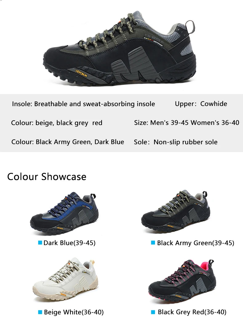 Scarpe da alpinismo da uomo in vera pelle per sport all'aria aperta, antiscivolo, da alpinismo ed escursionismo, scarpe traspiranti da turismo