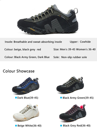 Scarpe da alpinismo da uomo in vera pelle per sport all'aria aperta, antiscivolo, da alpinismo ed escursionismo, scarpe traspiranti da turismo