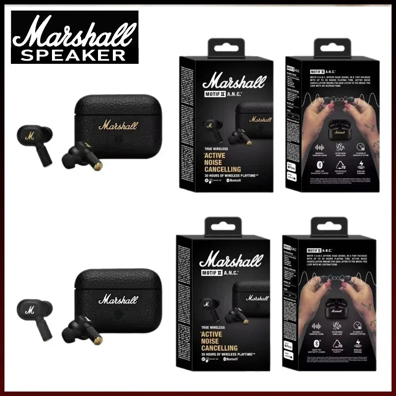 Marshall Motif II ANC True Wireless Earbuds with Active Noise Cancelling, Hi-Fi Deep Bass Bluetooth Earphones with Mic