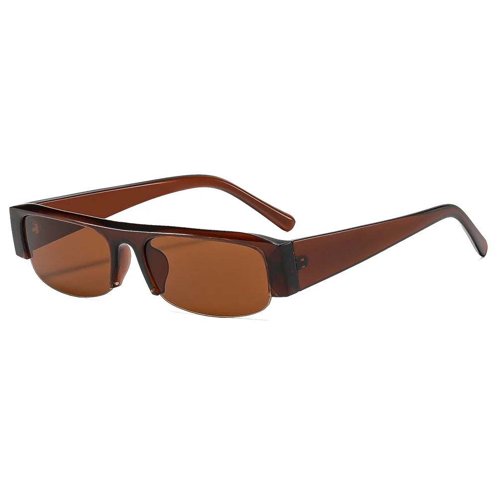vintage small rectangle half frame black sunglasses for new fashion leopard gradient sun glasses ladies trendy driving eyewear