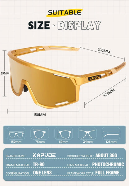 KAPVOE Men Women Road Bike UV400 Goggles Mountain Sports Eyewear Outdoor Photochromic Cycling Sunglasses Bicycle Cycling Glasses