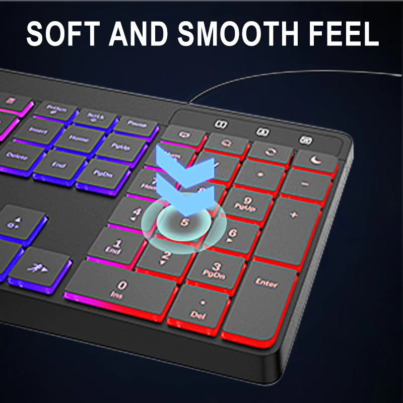 New Wired Light Backlit RGB Mute Keyboard Desktop Notebook Home Business For Office Ultra Thin USB office home