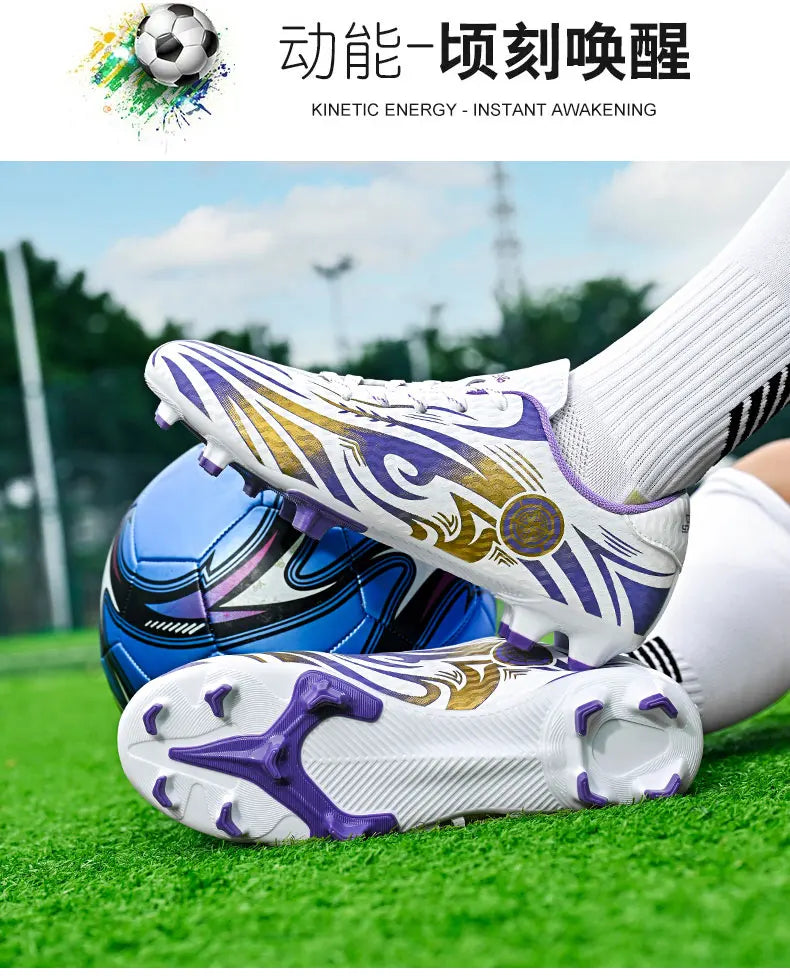 Scarpe da calcio originali da uomo, scarpe da allenamento, scarpe da calcio per bambini antiscivolo da esterno con tacchetti lunghi, scarpe da futsal da uomo, taglie 32-45