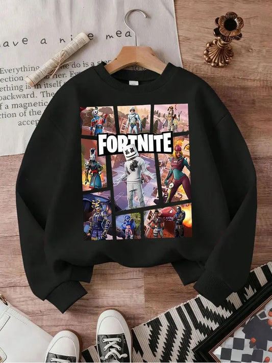 FORTNITED Kinder-Langarm-Sweatshirt für Mädchen und Jungen, Streetwear-Baby-Pullover, Anime-Mode, Oberteil für Kinder, Geschenk