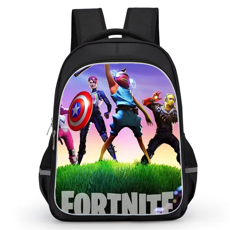 16 Inch Fortnite Cartoon Backpack Unisex for Boys Girls with Dual Zippers Large capacity lightweight student backpack