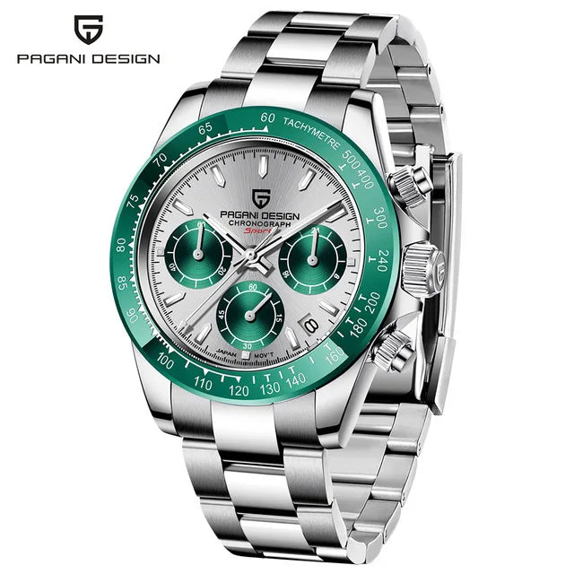 PAGANI DESIGN V2 40MM Relógio masculino de quartzo com mostrador meteorito, safira, cronógrafo retro, impermeável para homem