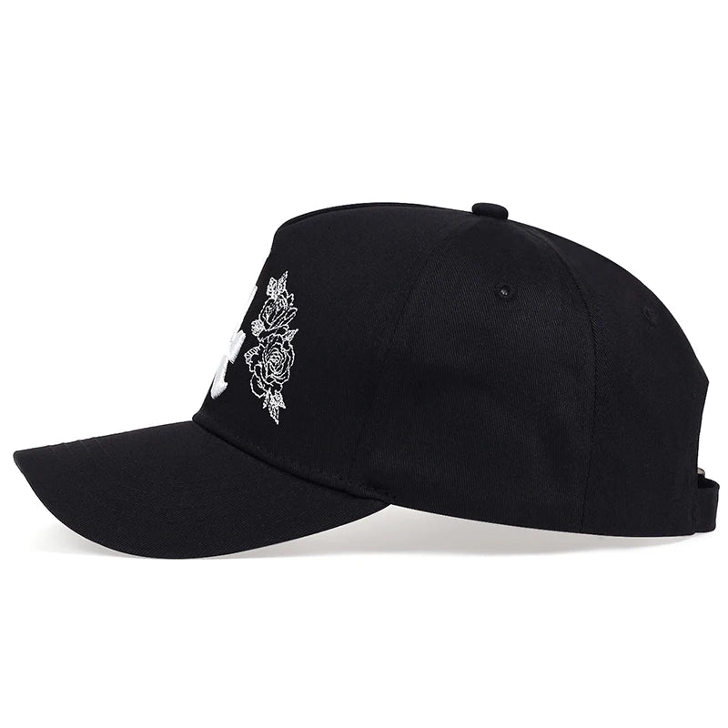 Unisex LA Rose Embroidery Snapback Baseball Caps Spring and Autumn Outdoor Adjustable Casual Hats Sunscreen Hat Sports Cap