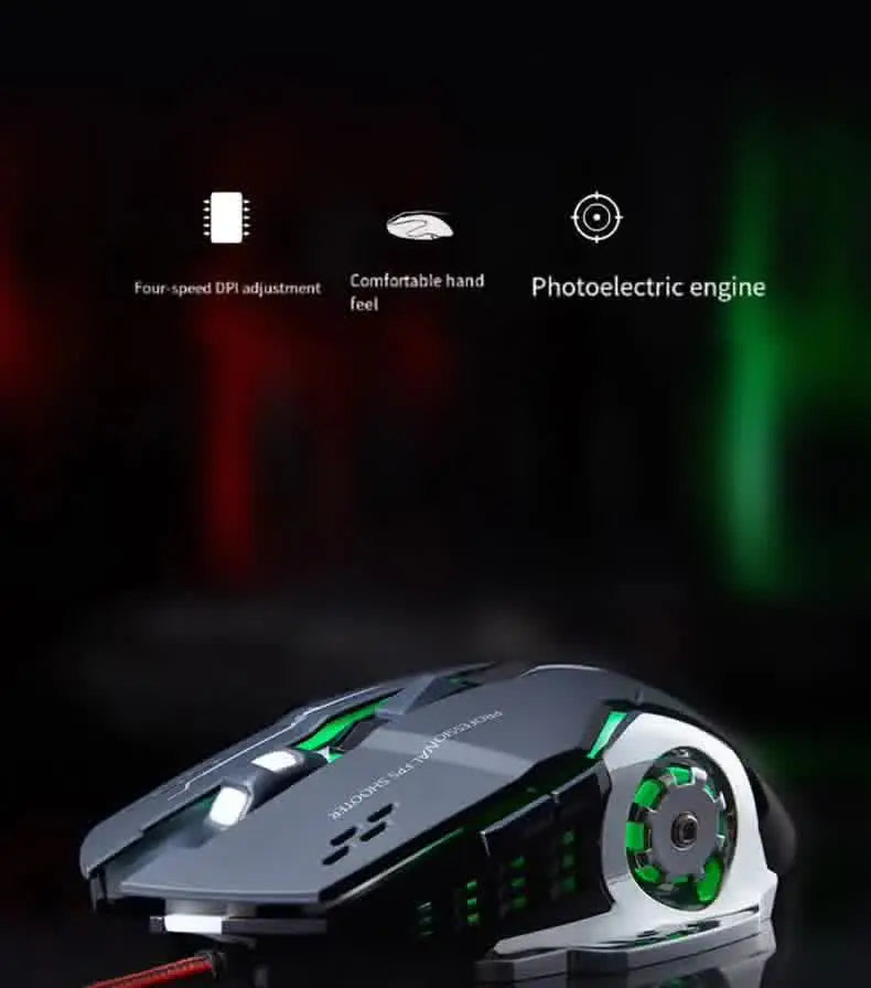 Carpbaba GM6 Gamer Gaming Mouse Adjustable Wired Optical LED Computer Mice USB Cable Silent Mouse For Laptop PC