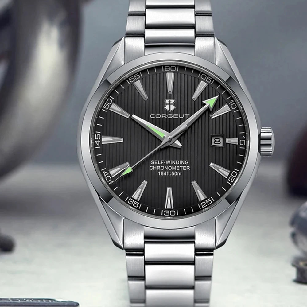 Luxury NH35 Movt Corgeut 41mm Man Sport Clock Automatic Relogio Masculino Mechanical Wristwatch Sapphire Steel Band Men's Watch