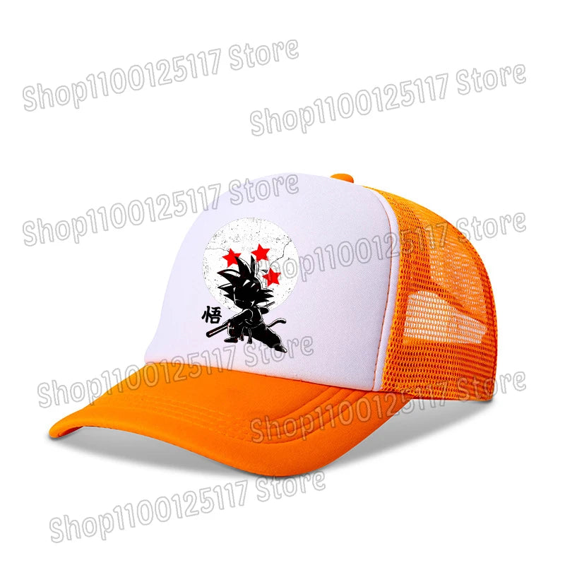 Dragon Ball Baseballkappe, Anime-Bedruckte Kappen, atmungsaktive Schirmmütze, Cartoon, Goku, Sommersport, Snapback, Mesh-Sonnenhut, Geschenk für Kinder