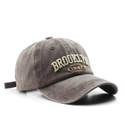Male vintage letter embroidered duckbill cap for outdoor travel, female sun protection and shading, couple baseball cap