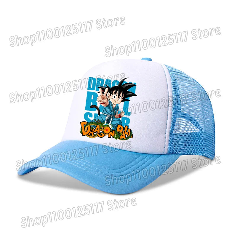 Dragon Ball Baseballkappe, Anime-Bedruckte Kappen, atmungsaktive Schirmmütze, Cartoon, Goku, Sommersport, Snapback, Mesh-Sonnenhut, Geschenk für Kinder