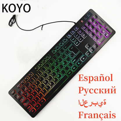 Spanish/French (AZERT)/Russian/Arabic/German keyboard layout Backlit wired Desktop Gaming Keyboard For Desktop Computer office