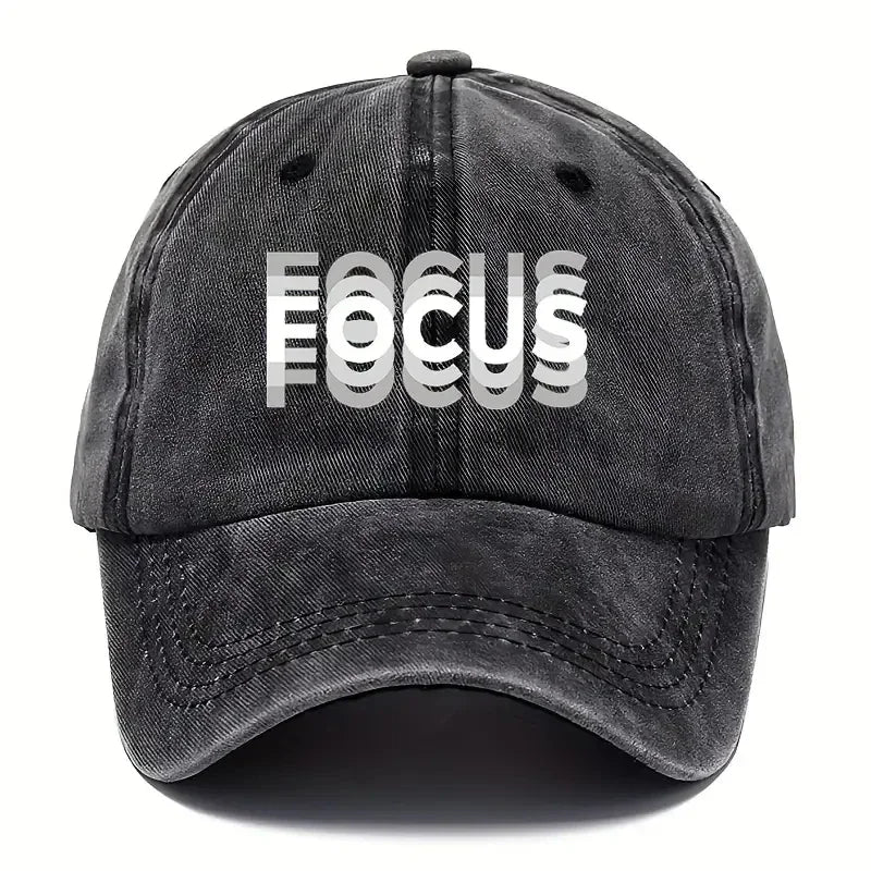 FOCUS Baseballkappe aus gewaschener Baumwolle mit Aufdruck, verstellbar, im klassischen Stil, Sport-Duckbill-Kappe für Damen und Herren