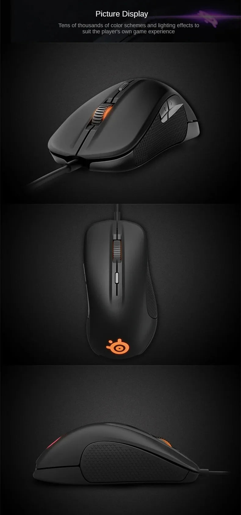 Original SteelSeries Rival300S Gaming Mouse Wired 6 Buttons RGB Lighting TrueMove Optical Sensor Mouse Gamer USB Mice 7200 CPI