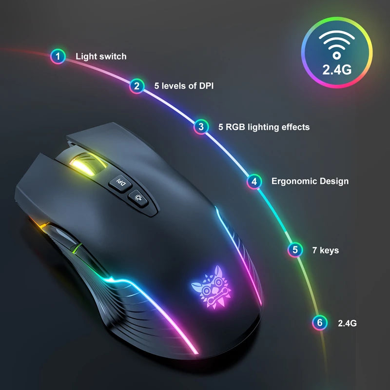 Lenovo CW905 Wireless Gaming Mouse Levels Adjustable 5 levels 3600 DPI Buttons RGB Lighting Modes Ergonomic Mice For PC Gamer