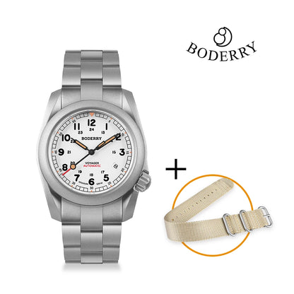 Boderry Field Watch VOYAGER Mens Watches 100M Waterproof Titanium Automatic Luminous For Seiko Movement Wristwatch
