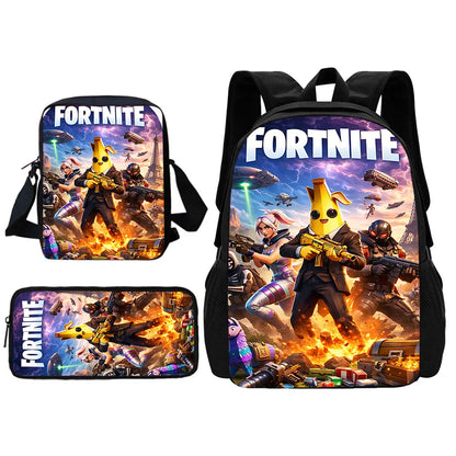 New Game Fortnite Child School Backpack with Shoulder Bag and Pencil Bags, School Bags for Boys and Girls, Best Gift