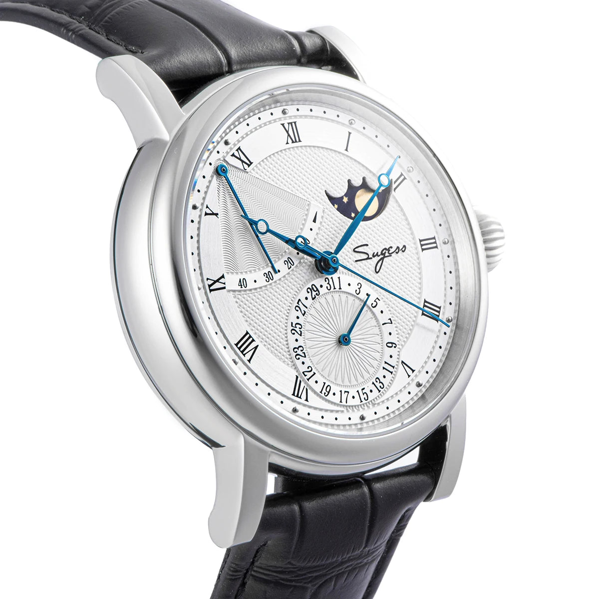 Sugess Moonphase Men's Watch Automatic Mechanical Watches for Tianjin Movement Sapphire Glass Water Resistant Wristwatches New