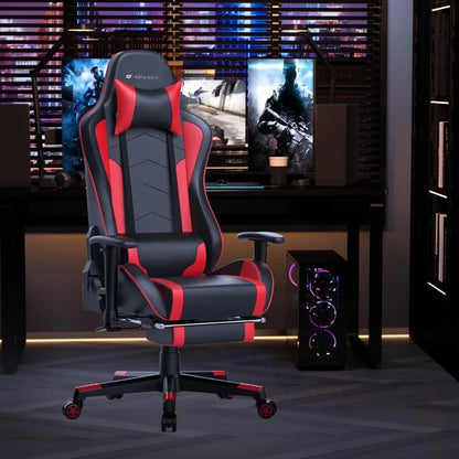 Gaming Chair with Footrest Speakers Video Game Chair Bluetooth Music Heavy Duty Ergonomic Computer Office Desk Chair Red