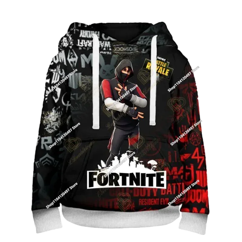 Fortnite облекло за двойки – мъжки и дамски суитшърт, детски ежедневен худи с принт, за ученици, спорт на открито, изчистен модел с дълъг ръкав