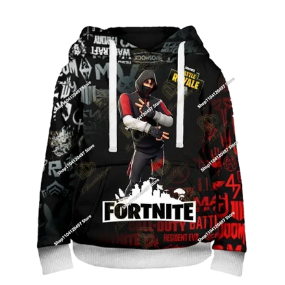 Fortnite облекло за двойки – мъжки и дамски суитшърт, детски ежедневен худи с принт, за ученици, спорт на открито, изчистен модел с дълъг ръкав