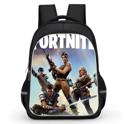 16 Inch Fortnite Cartoon Backpack Unisex for Boys Girls with Dual Zippers Large capacity lightweight student backpack