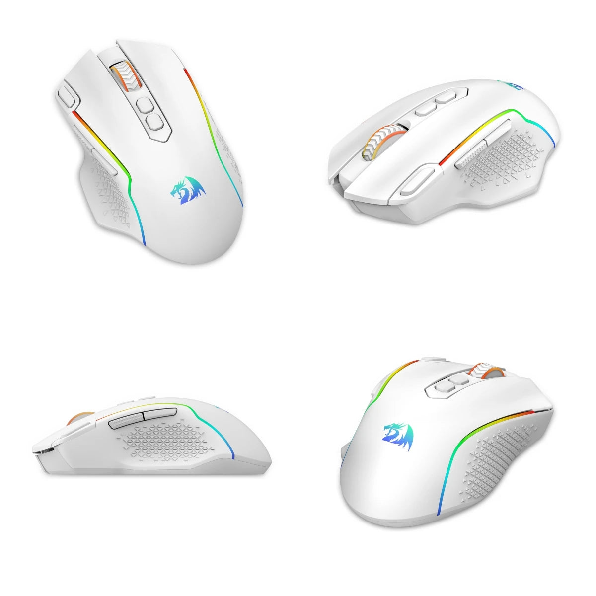 Redragon M810 Pro Wireless Gaming Mouse, 10000 DPI Wired Gamer Mouse with Rapid Fire Key, 8 Macro Buttons, Black/White Mouse