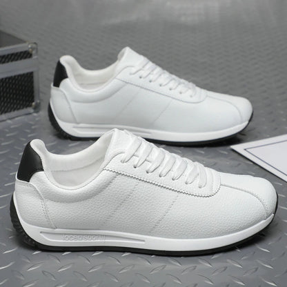 Zapatillas deportivas de cuero PU para tiempo libre, running, verano, moda, antideslizantes, montañismo, tenis, tendencia, superventas, para hombre, blancas, planas
