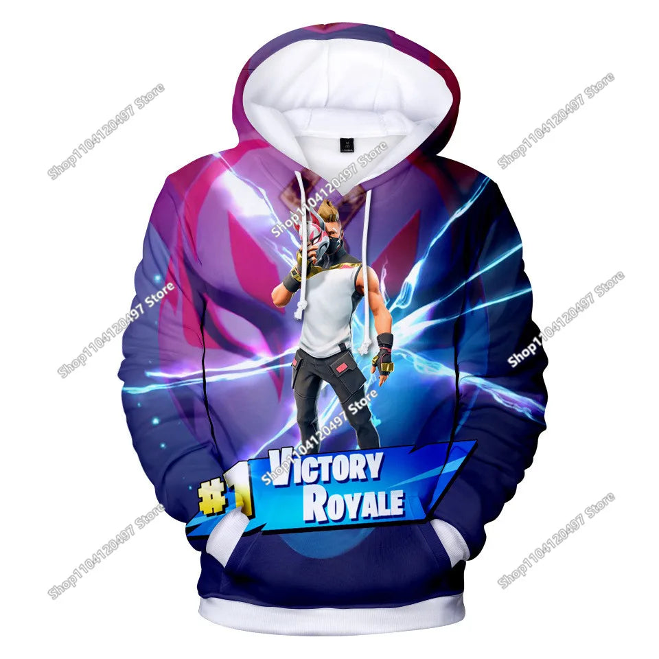Παιδικές μπλούζες με κουκούλα Fortnite Cartoon, casual φούτερ με κουκούλα για το φθινόπωρο, ανδρικά μαλακά φούτερ με τσέπη, φαρδιές ανδρικές μπλούζες με μακριά μανίκια