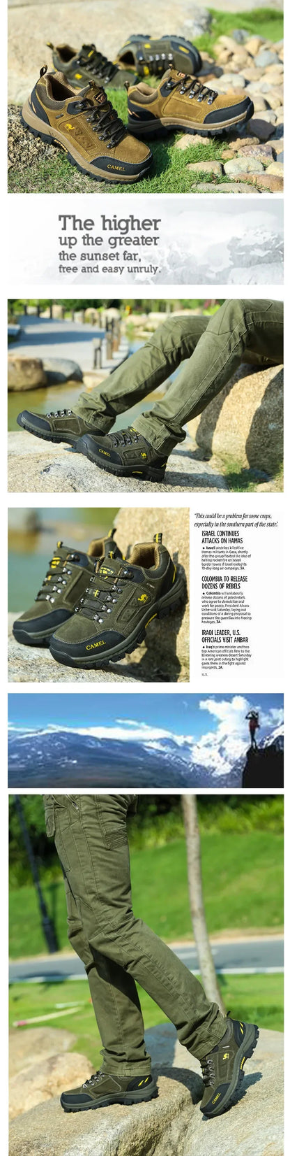 Pánské semišové kožené turistické boty pro outdoor, trail a trekking, protiskluzové prodyšné lezecké boty pro muže, pánská horská sportovní obuv
