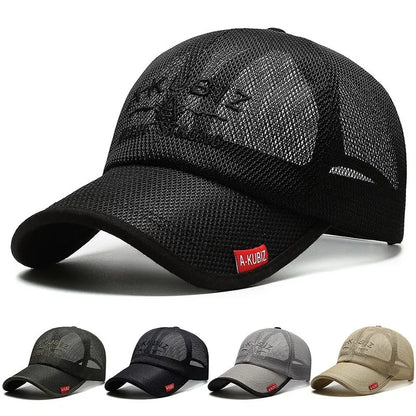 Chapéus de Verão para Homem e Mulher, Bonés de Basebol em Malha, Pala Bordada de Moda, Chapéu de Exterior com Letras Bordadas e Proteção Solar