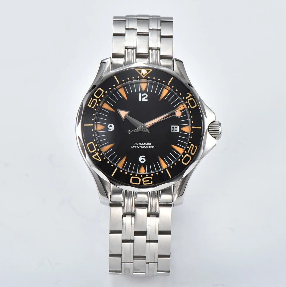 Parnsrpe Nouvelle montre de plongée automatique Miyota 8215 pour homme, sport de luxe, cadran vert, luminescent, verre saphir, date, étanche, bus
