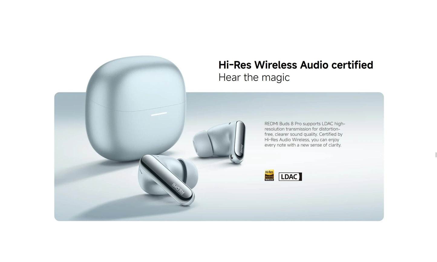 Xiaomi Redmi Buds 8 Pro Bluetooth 5.4 Wireless Earbuds – 55dB Active Noise Cancelling Earbuds with LDAC Audio, 35H Battery Life & AI Call Noise Reduction