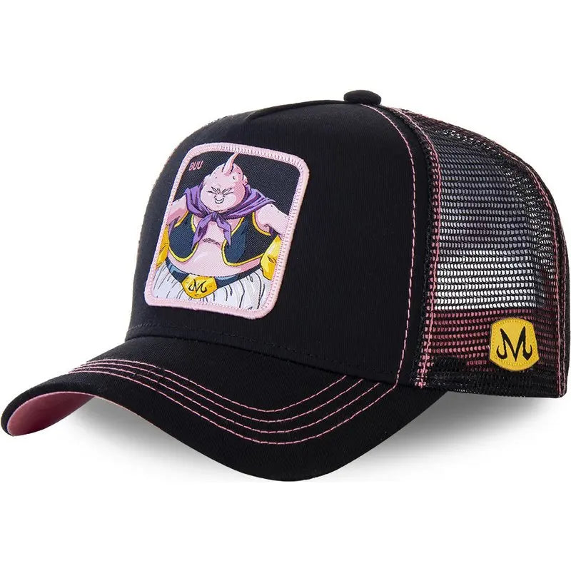 Dragon Ball Son Goku-Kappe, Sommer-Reisekappe mit Schirm, Herren-Kappe mit Stickerei, im Hip-Hop-Stil, Sonnenvisier, verstellbare Trucker-Kappe aus Netzstoff