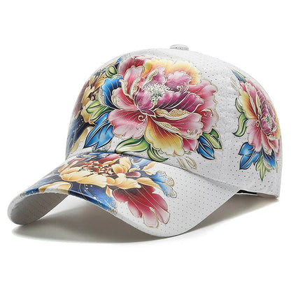 Spring/Summer Quick Drying Baseball Cap Men's And Women's Outdoor Beach Camping Sun Hat Printed Chinese Style Flower Sun HatB149