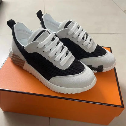26SS Men's Casual Leather Running Shoes Breathable Low-Top Sneakers Black Comfortable Anti-Odor Rubber Sole All-Season Wear