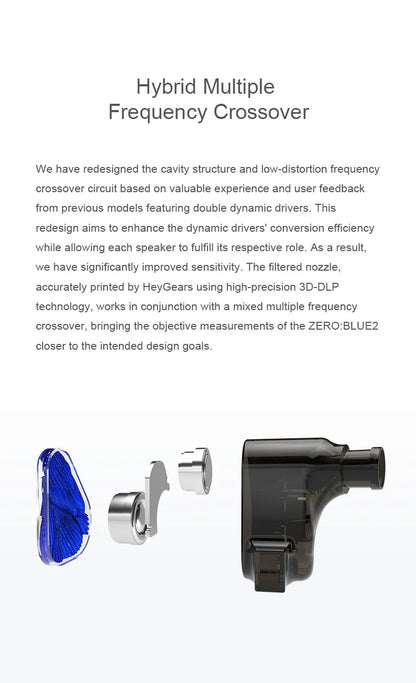 TRUTHEAR Zero:BLUE2 Earphone Dual Dynamic Drivers IEMs with Detachable Cable in Ear Headphone 0.78mm 2pin 3.5mm plug